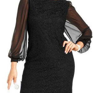 Lace Black Sheer Sleeve Dress